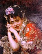   Raimundo de Madrazo y  Garreta The Model Aline Masson with a White Mantilla China oil painting reproduction